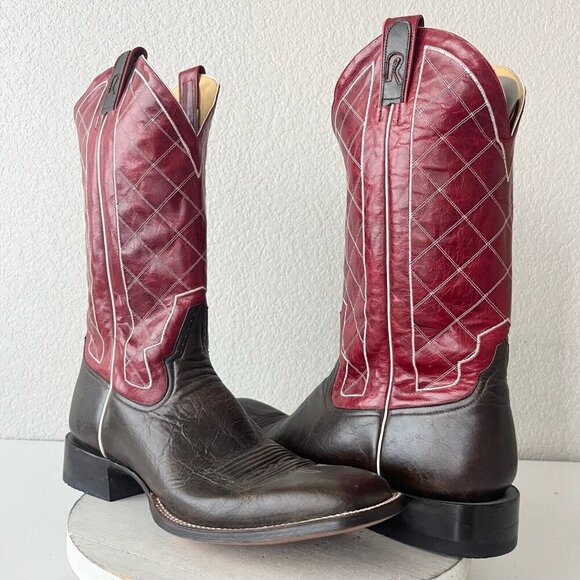 Rod Patrick Mens Cowboy Boots 15AA Antique Brown Mocha Bison Western Square Toe